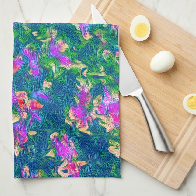 Bright Multicolor Floral Pattern  Tea Towel (Quarter Fold)
