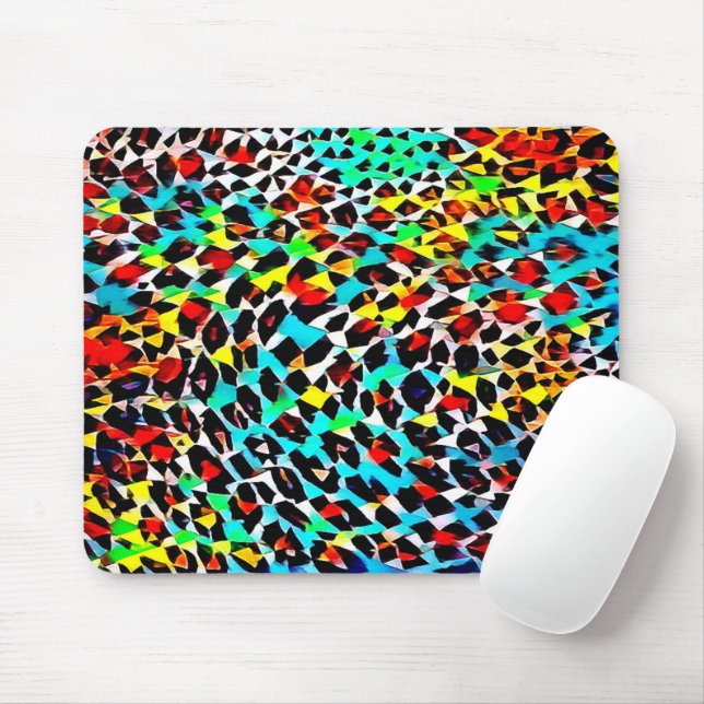 Bright Multicolor Modern Mosaic Mouse Pad (With Mouse)