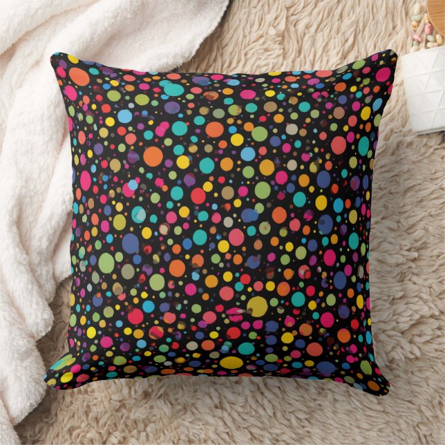 Bright Multicolor Polka Dots Cushion (Blanket)