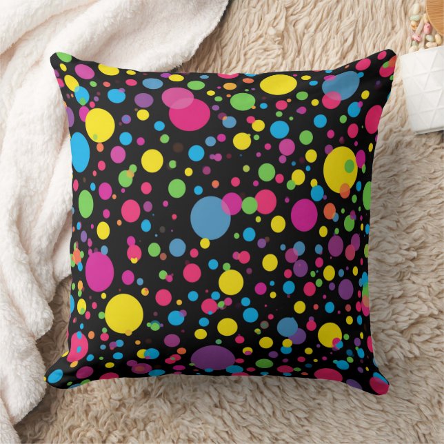 Bright Multicolor Polka Dots Cushion (Blanket)