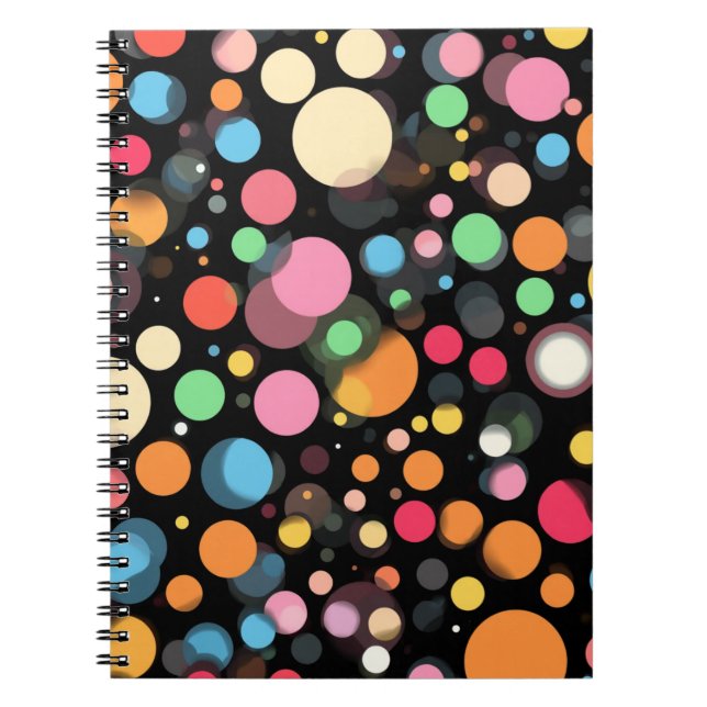 Bright Multicolor Polka Dots Notebook (Front)