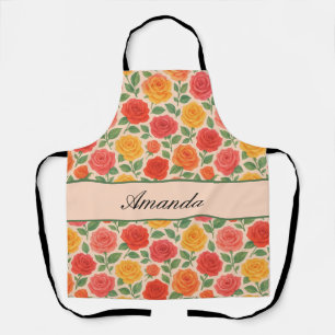 Bright Multicolor Rose Name Pattern Apron