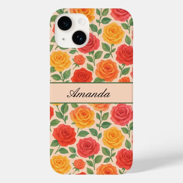 Bright Multicolor Rose Name Pattern Case-Mate iPhone Case (Back)