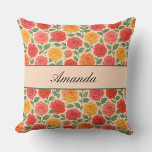 Bright Multicolor Rose Name Pattern Cushion