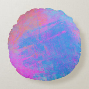 Bright Multicolor Splashes Round Cushion