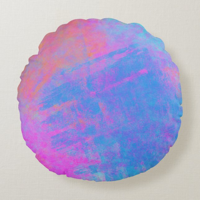 Bright Multicolor Splashes Round Cushion (Front)