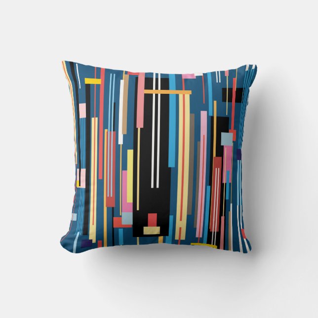 bright multicolored abstract pattern of stripes cushion (Front)