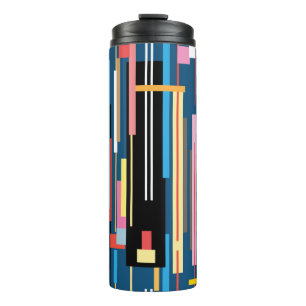 bright multicolored abstract pattern of stripes thermal tumbler