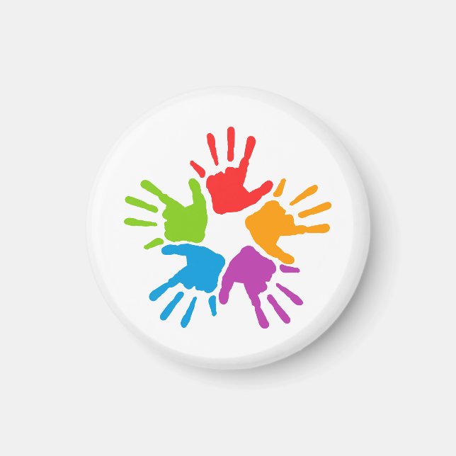 Bright Multicolored Diversity Hand-prints Magnet (Front)