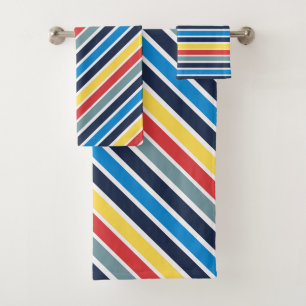 Bright multicolored horizontal stripes. bath towe towel set