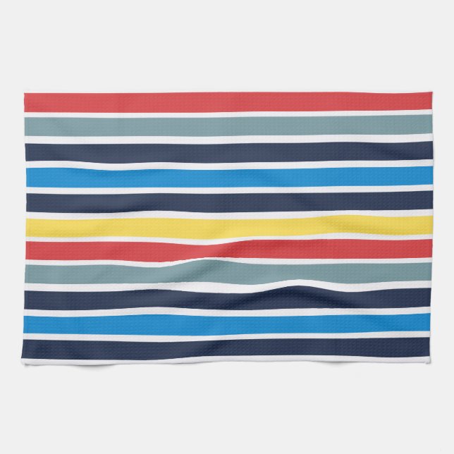 Bright multicolored horizontal stripes. tea towel (Horizontal)