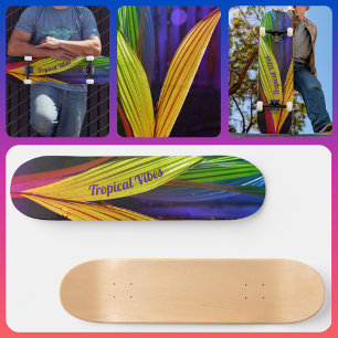 Bright Multicolored Palms Tropical Vibes Skateboard