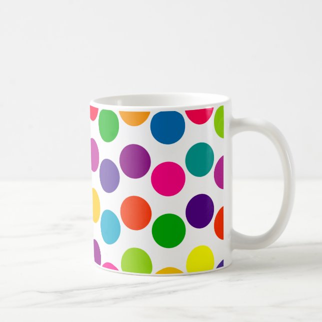 Bright Multicolored Polka Dots Pattern Coffee Mug (Right)