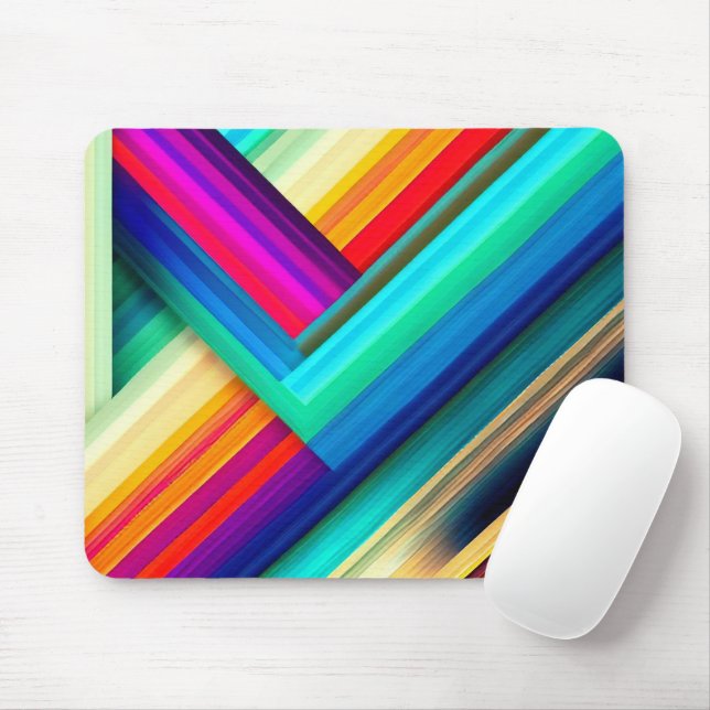 Bright Multicolored Stripes with Large Chevron Mouse Pad (With Mouse)