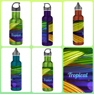 Bright Multicolored Tropical Palms 532 Ml Water Bottle
