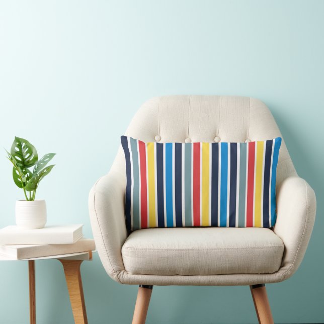 Bright multicolored vertical stripes. lumbar cushion (Chair)