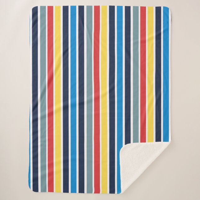 Bright multicolored vertical stripes. sherpa blanket (Front)