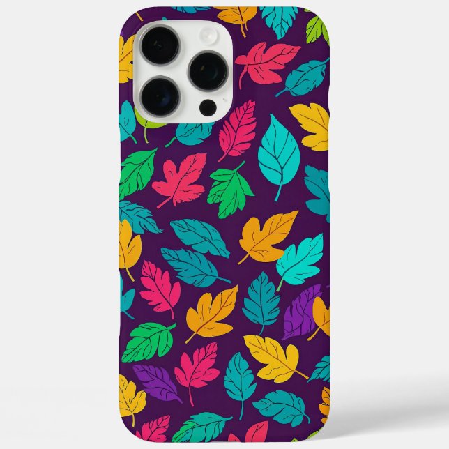 Bright Multicoloured Leaf Pattern Dark Background Case-Mate iPhone Case (Back)