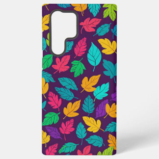 Bright Multicoloured Leaf Pattern Dark Background Samsung Galaxy Case