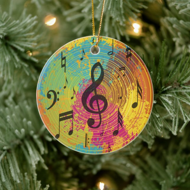 Bright Music Notes on Explosion of Colour Ceramic Ornament (Tree)