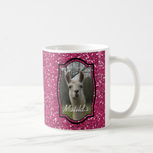 Bright N Sparkling Llama in Hot Pink Coffee Mug