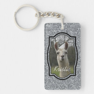 Bright N Sparkling Llama in Silver Key Ring