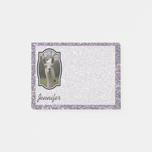 Bright N Sparkling Llama in Smokey Lavender Post-it Notes (Front)