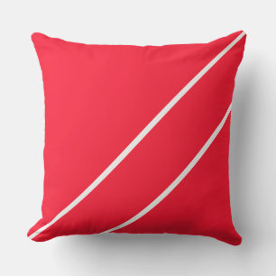 Bright Nautical Red White Diagonal Accent Stripes Cushion