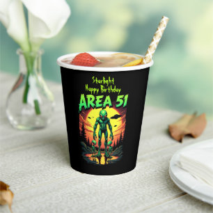 Bright Neon Aliens Watch Area 51 Paper Cups