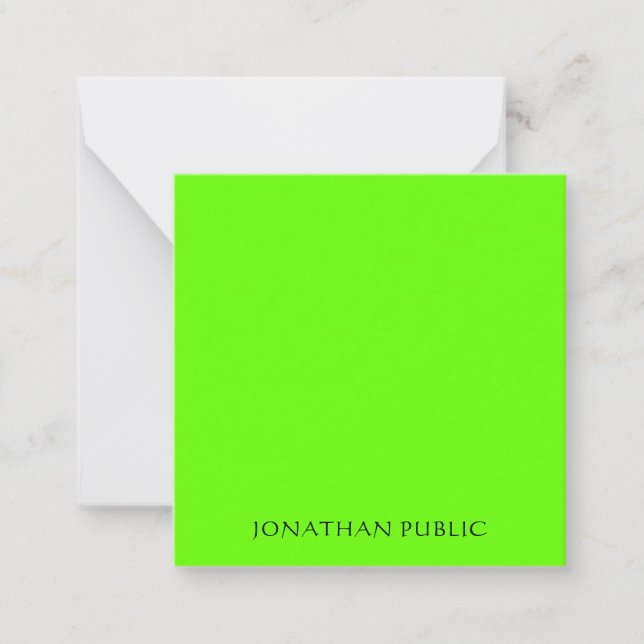 Bright Neon Brilliant Green Colour Calligraphed Card (Front)