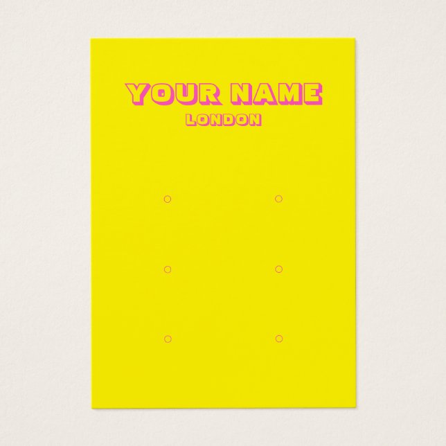 Bright neon colourful earring display card (Front)