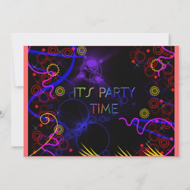 Bright Neon Colours, Custom Party Invitation (Front)