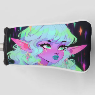 Bright Neon Fantasy Elf Anime Girl Golf Head Cover