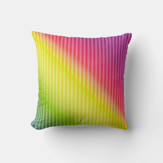 Bright neon fluorescent gradient rainbow ombre col cushion (Front)