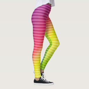 Bright neon fluorescent gradient rainbow ombre col leggings
