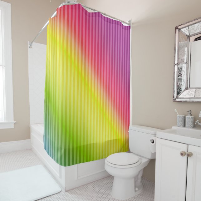 Bright neon fluorescent gradient rainbow ombre col shower curtain (In Situ)