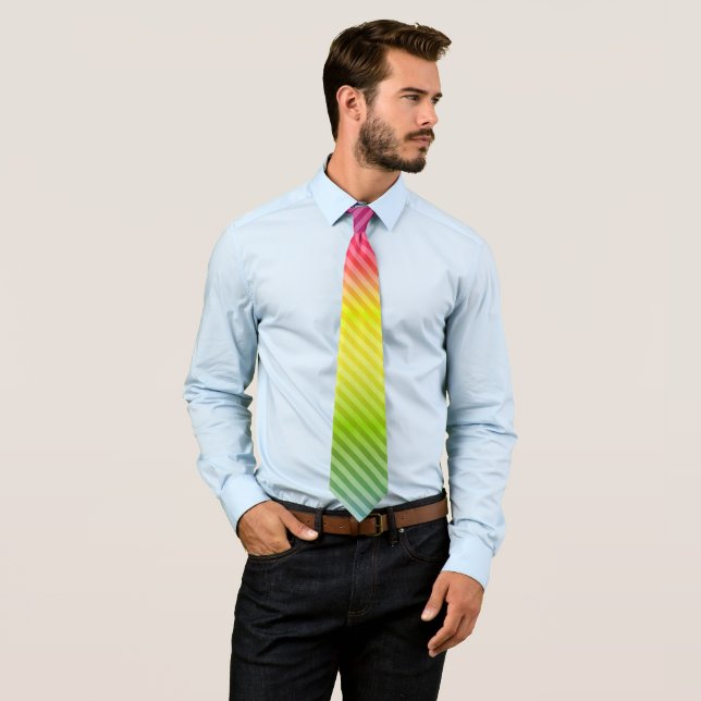 Bright neon fluorescent gradient rainbow ombre col tie (In Situ)