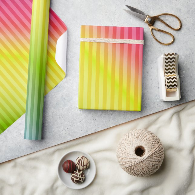 Bright neon fluorescent gradient rainbow ombre col wrapping paper (Crafts)