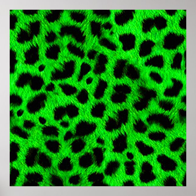 BRIGHT NEON GREEN LIME BLACK ANIMAL PRINT PATTERN (Front)