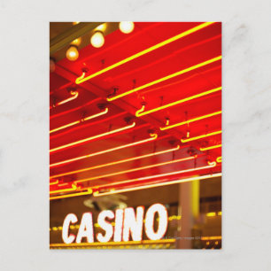 Bright neon lights in front of casino, Las Vegas Postcard