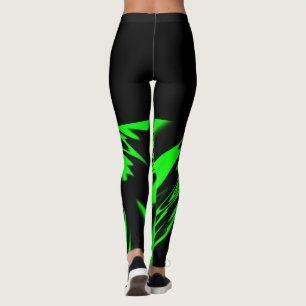 Bright neon lime green and black design Leggings