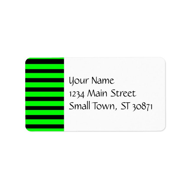 Bright Neon Lime Green and Black Stripes Label (Front)