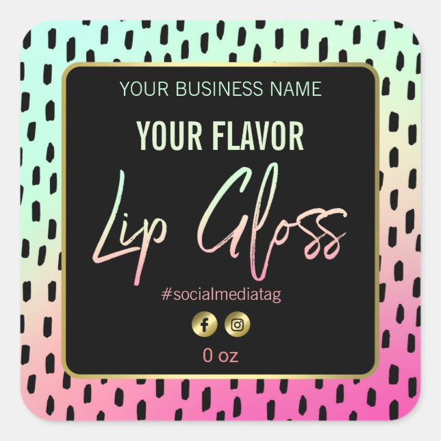 Bright Neon Lip Gloss Labels (Front)