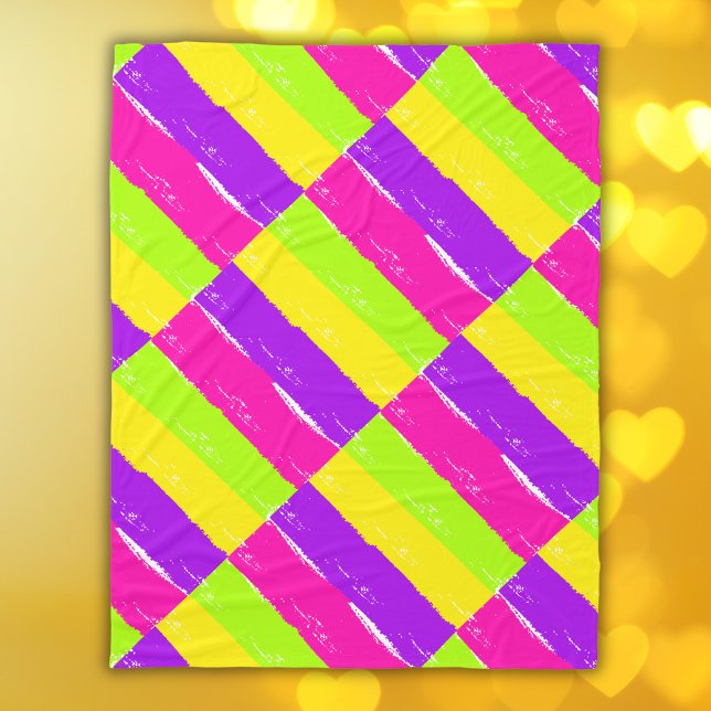 Bright Neon Paint Brush Strokes |  Fleece Blanket (Creator Uploaded)
