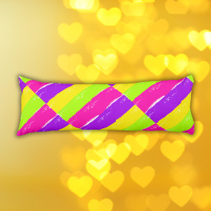 Bright Neon Paint Brush Strokes   Grade A Body Cushion