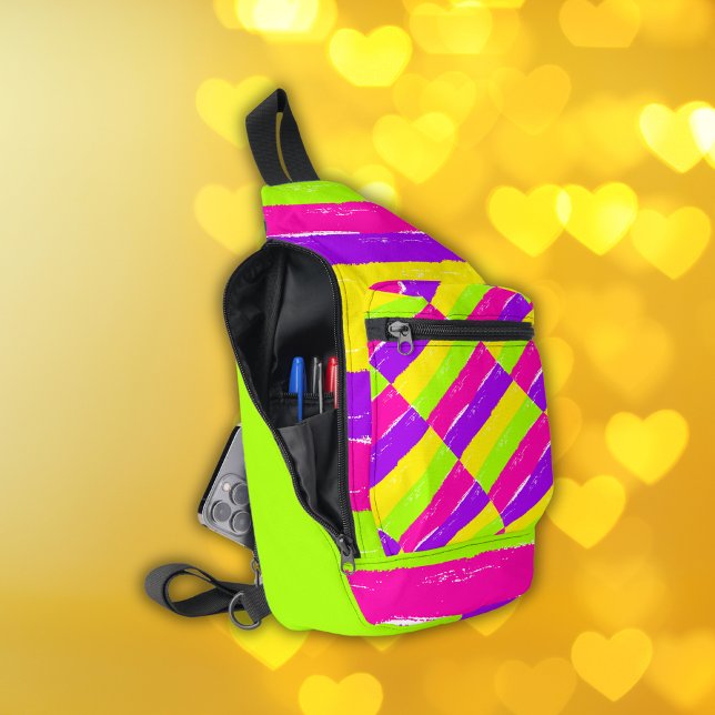 Bright Neon Paint Brush Strokes |  Sling Bag (Creator Uploaded)
