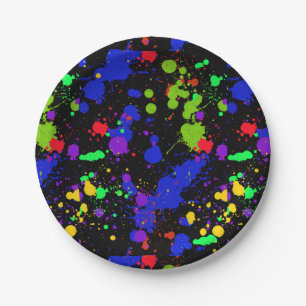 Bright Neon, Paint Splatter, Custom Paper Plate