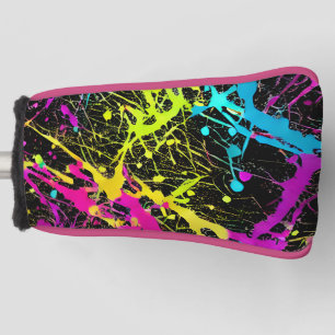 Bright Neon Paint Splatter Golf Head Cover