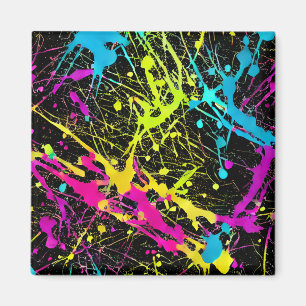Bright Neon Paint Splatter Magnet