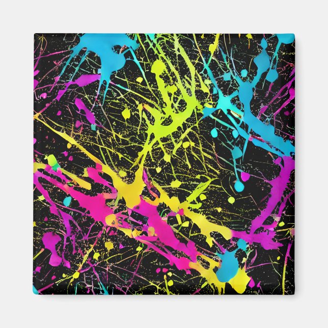 Bright Neon Paint Splatter Magnet (Front)